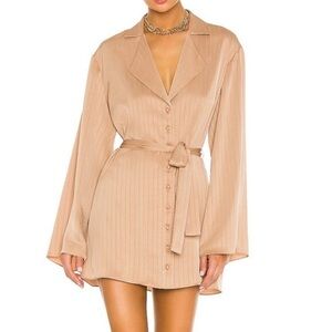 LPA Tan striped mini dress